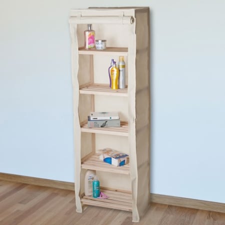 Hastings Home Five Tier Wood Storage Shelving Rack With Removable Cover 545221GDZ